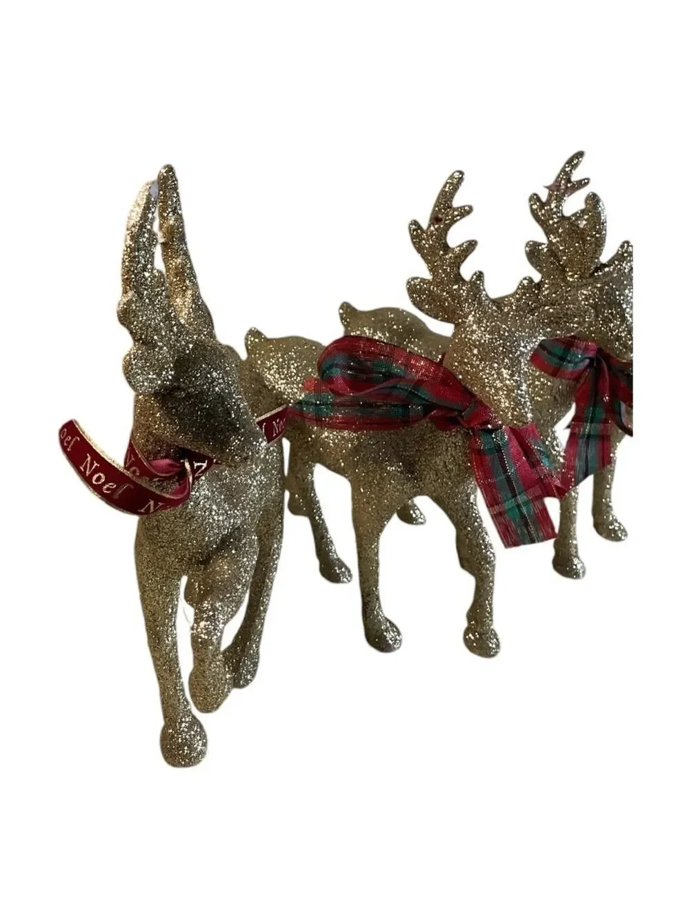 Christmas Decor Reindeer set of 4 gold glitter